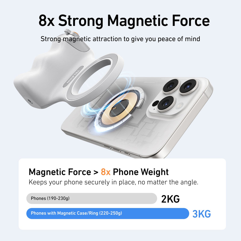 SnapGrip Magnetic Phone Camera Grip with Wireless Bluetooth Shutter
