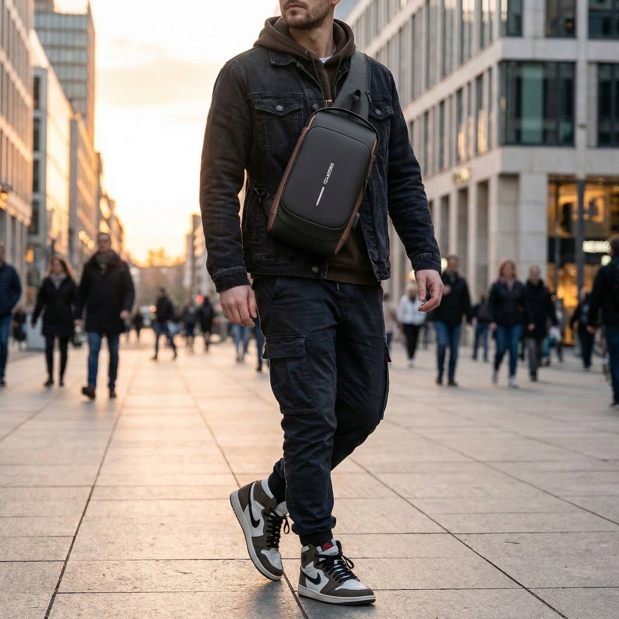 Anti-Theft Crossbody Bag with Built-in USB Charging Cable