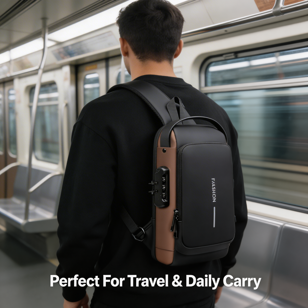 Anti-Theft Crossbody Bag with Built-in USB Charging Cable