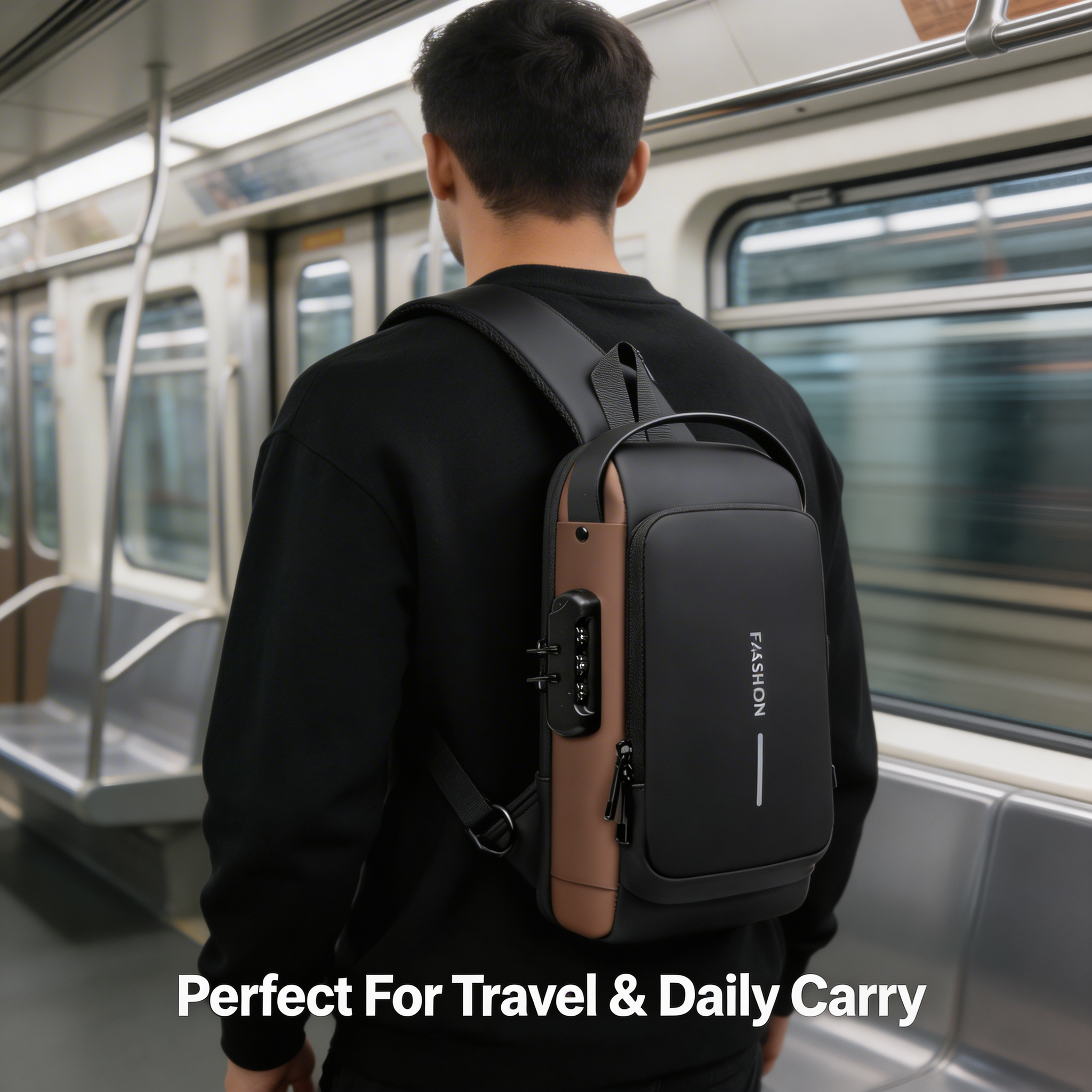 Anti-Theft Crossbody Bag with Built-in USB Charging Cable