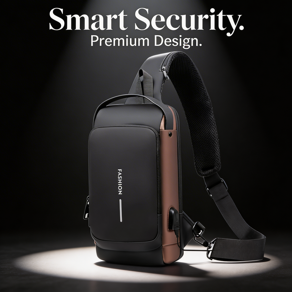 Anti-Theft Crossbody Bag with Built-in USB Charging Cable
