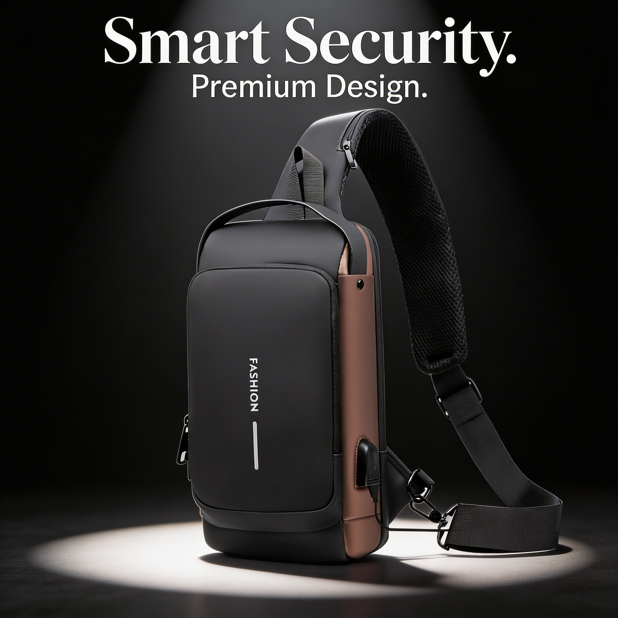 Anti-Theft Crossbody Bag with Built-in USB Charging Cable