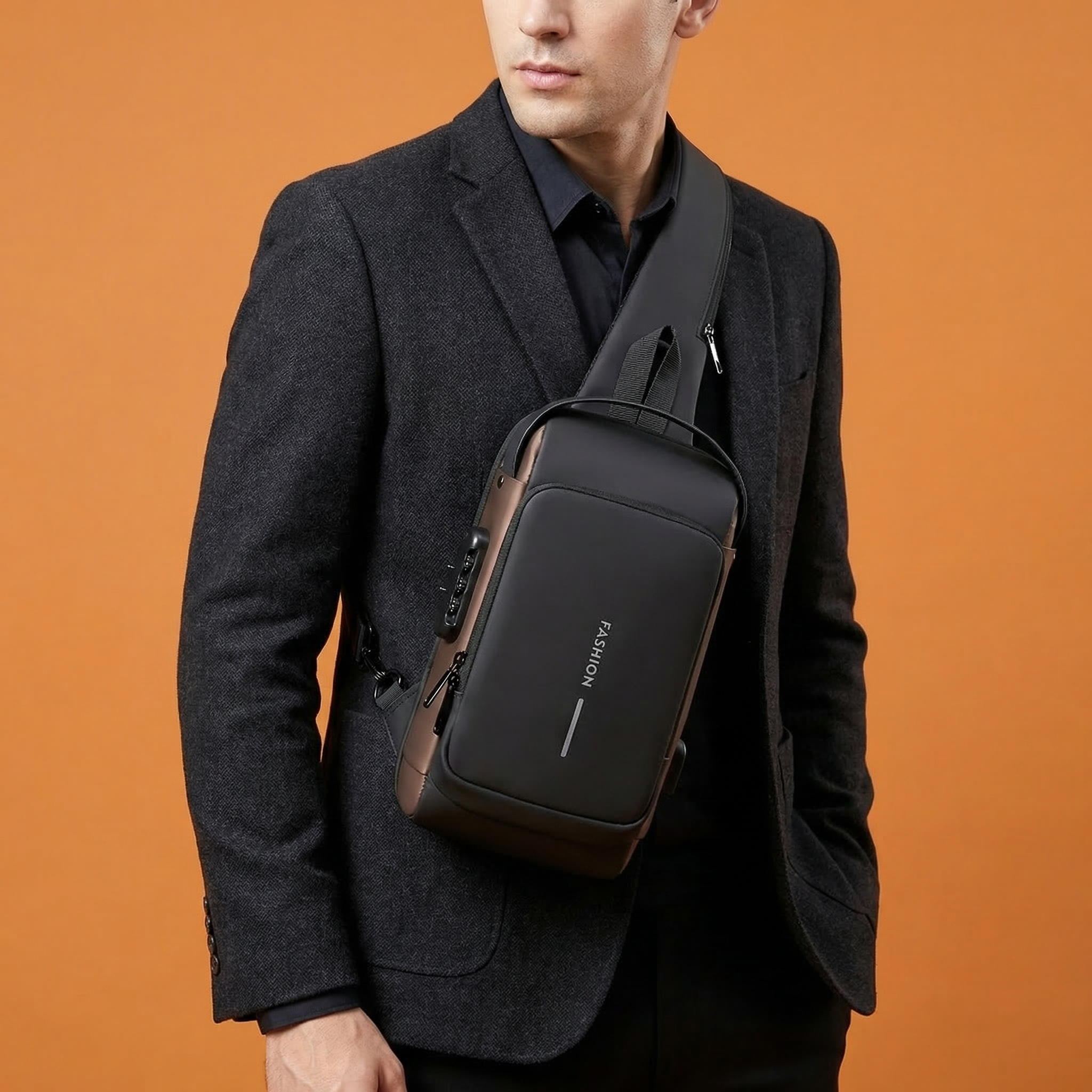 Anti-Theft Crossbody Bag with Built-in USB Charging Cable