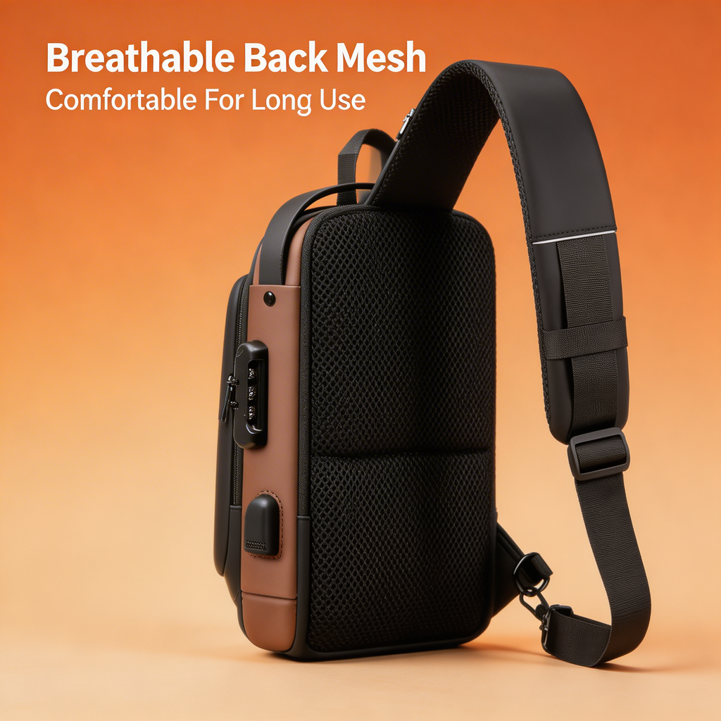 Anti-Theft Crossbody Bag with Built-in USB Charging Cable