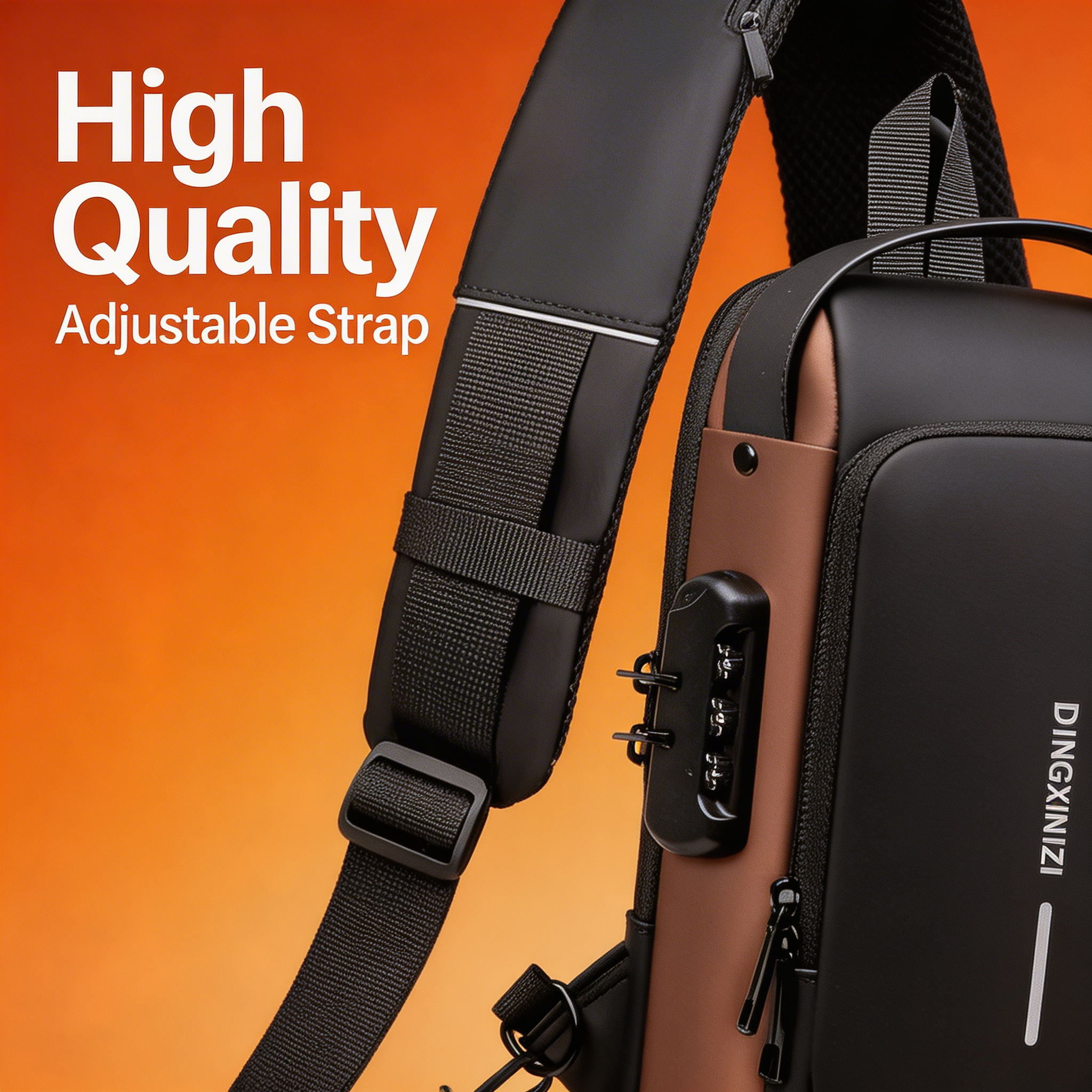 Anti-Theft Crossbody Bag with Built-in USB Charging Cable