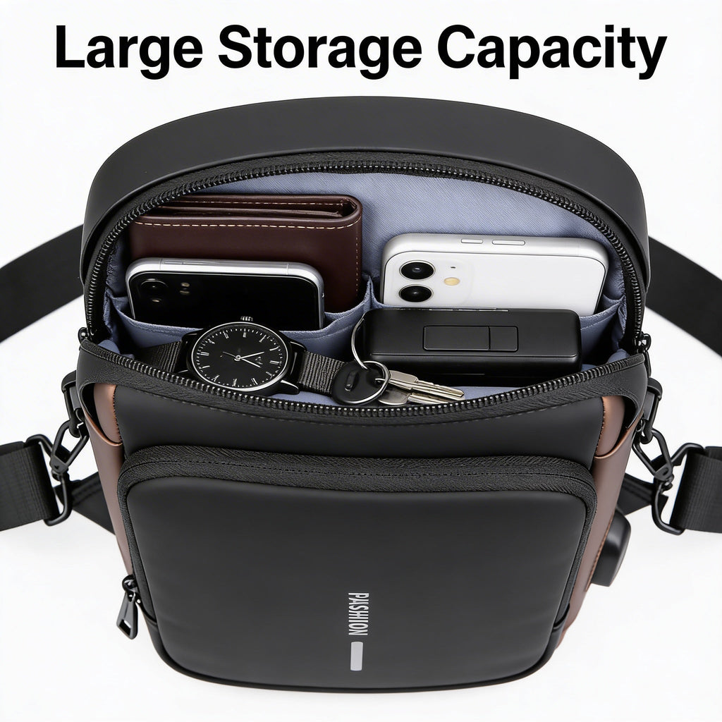 Anti-Theft Crossbody Bag with Built-in USB Charging Cable